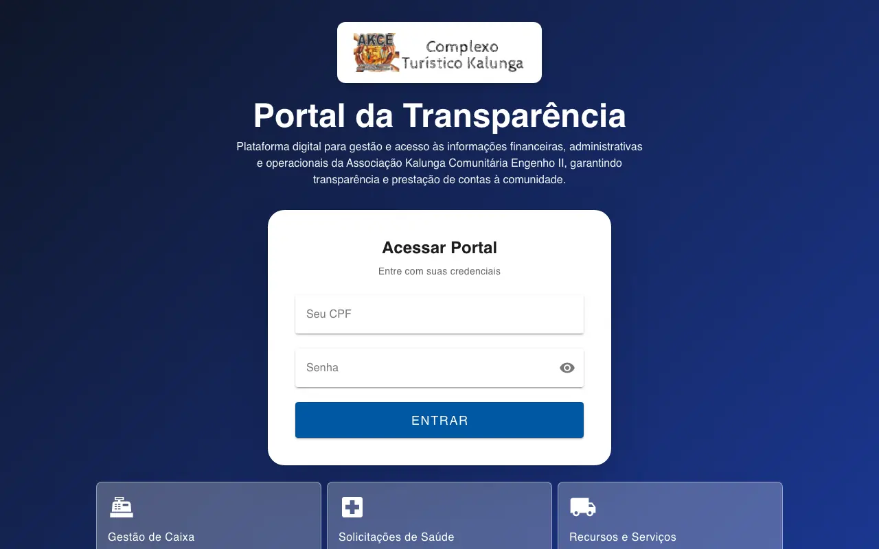 Portal da Transparência da Associação Kalunga Comunitária Engenho II