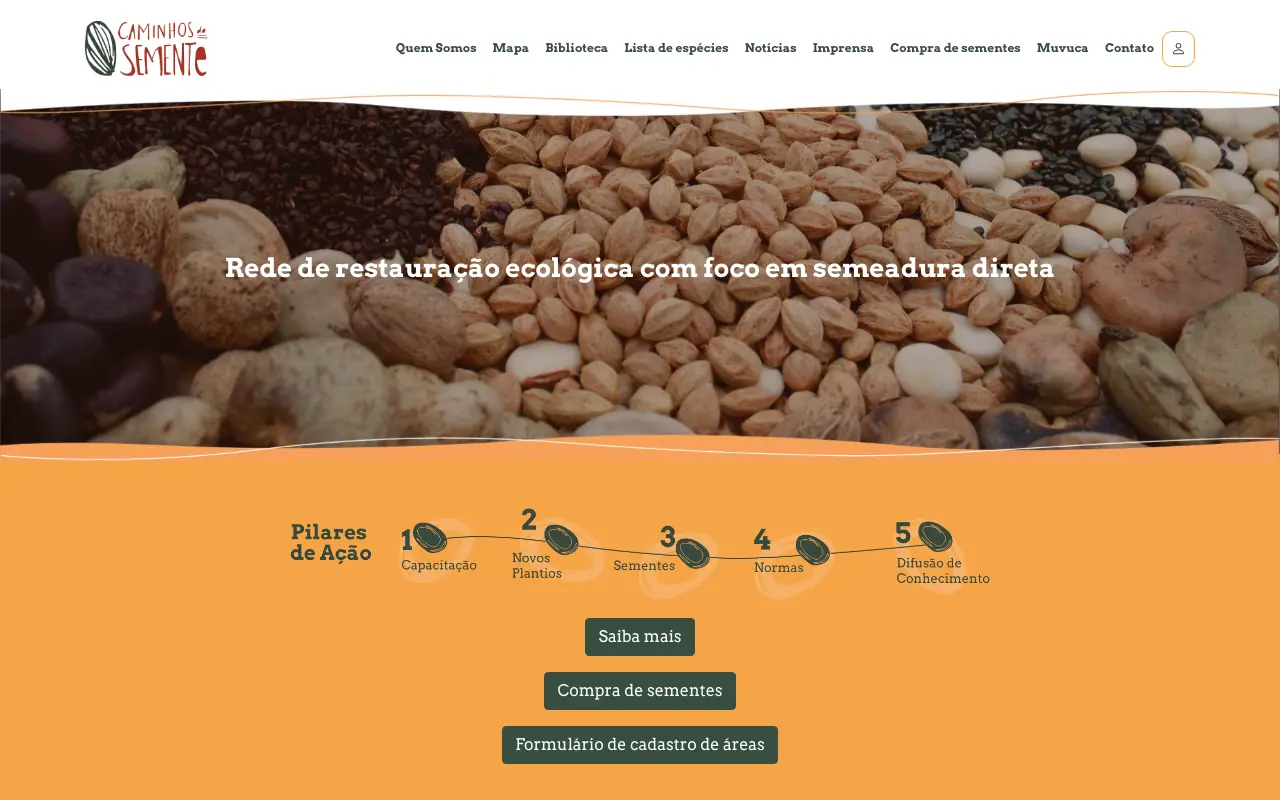 Site Caminhos da Semente, rede de restauração ecológica