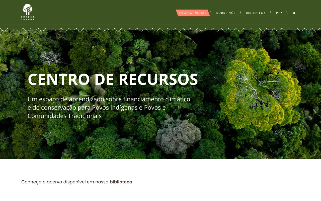 Centro de Recursos PICL, com imagem aérea de floresta